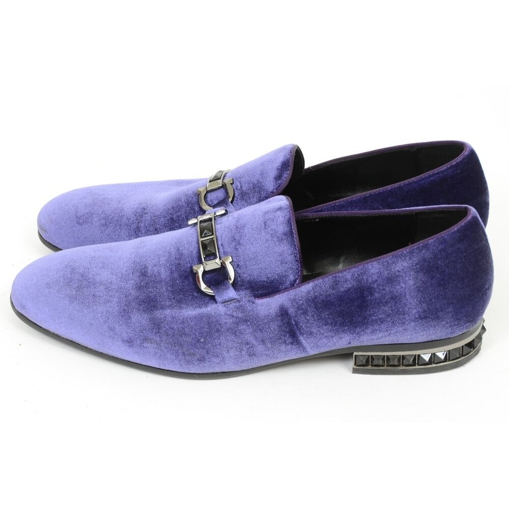 ALDO Men’s 12 Purple Suede Leather Bowtie Slip-On Loafer Horse-bit Preppy Gothic - Picture 6 of 8